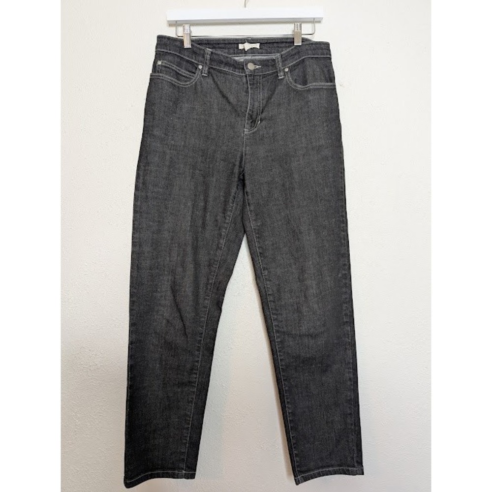 Eileen Fisher Womens High Waist Stretch Comfort Straight Leg Denim Pant Black 6